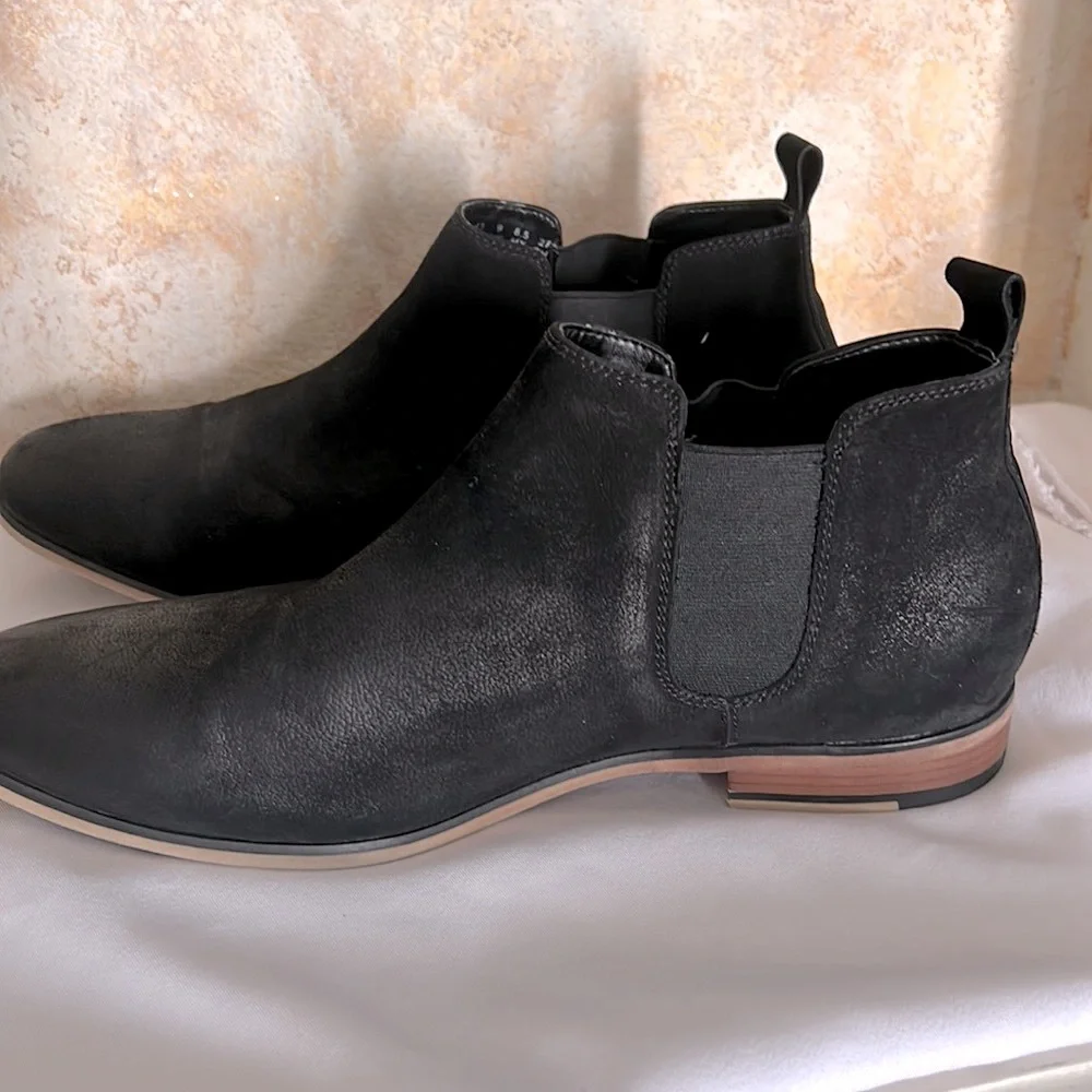 Kenneth Cole Mens Chelsea Black Boot Leather Festival Casual Distressed Size 10